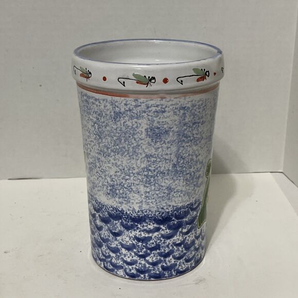 Mesa Intl. Fish Trout Wine Holder Kitchen Utensil Carafe Art Pottery 8” Signed - Picture 5 of 6